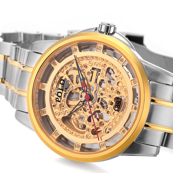 polo mark黄金舵手真钻机械腕表 金色